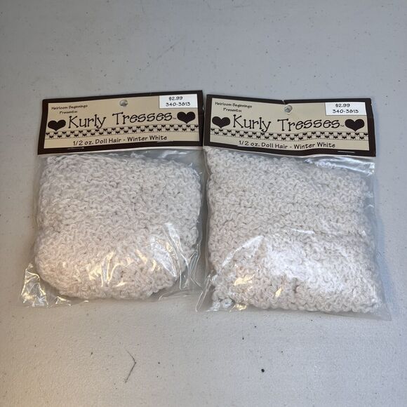 Doll Hair Winter White Heirloom Beginnings Kurly Tresses Craft .5 OZ Vintage Lot - Picture 2 of 5